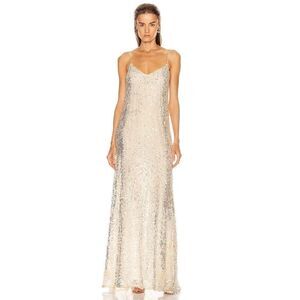 GALVAN sequin Estrella Slip Dress pearl white US6(FR38)